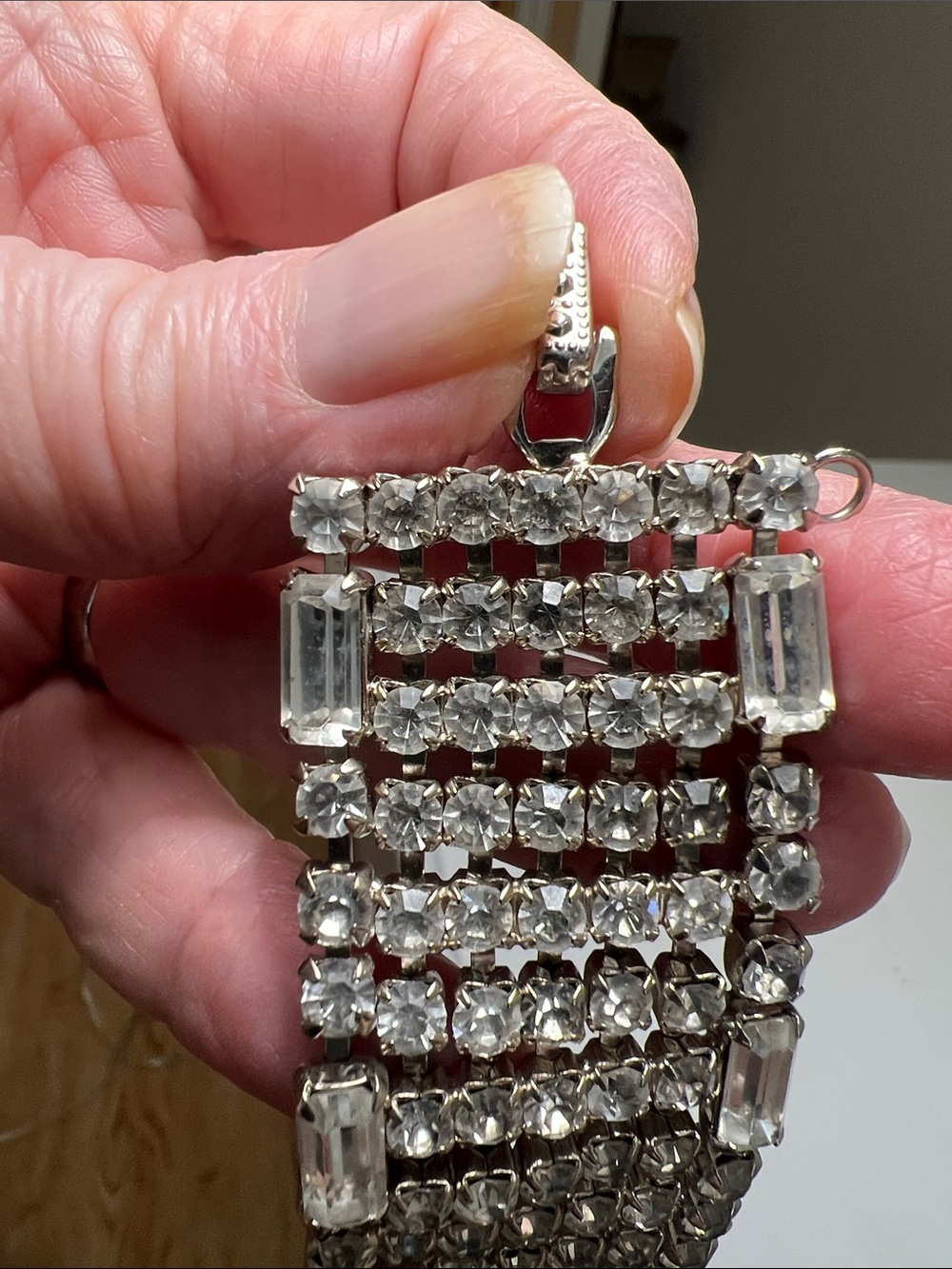 Sparkly Crystal Multi-Row Statement Bracelet - Silver - Vintage - Picture 5 of 16